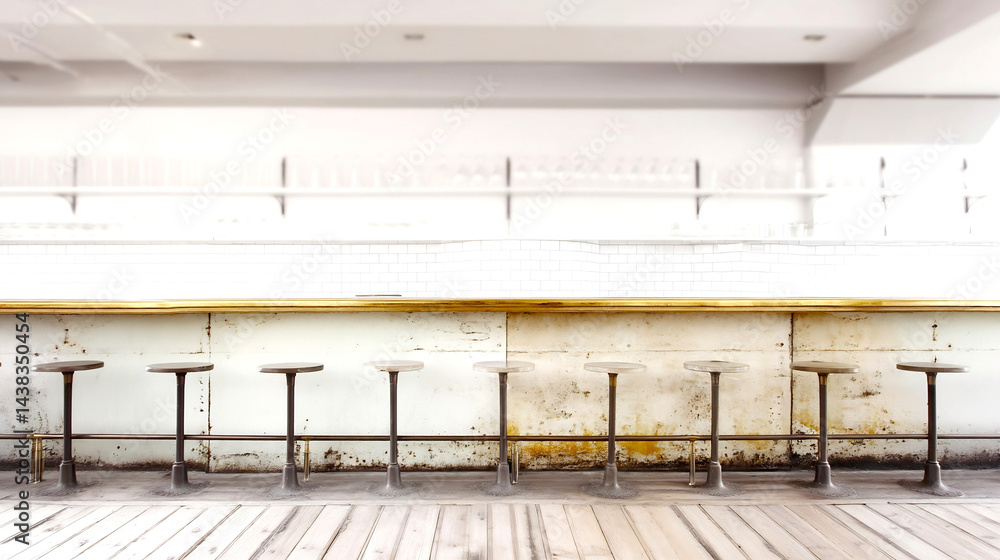 Leinwandbilder Stylish and Minimalist Bar Counter with High Stools in Modern Chic Design : Generative AI