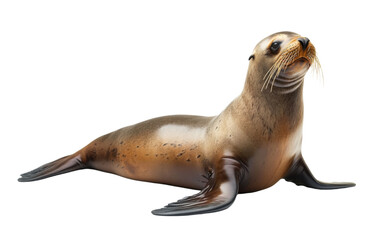 Seal is laying on its back on transparent or white background,png