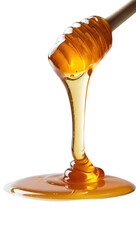 honey dripping from a wooden dipper