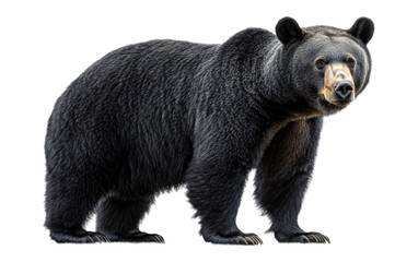 Fototapeta premium Large black bear stands on transparent or white background,png