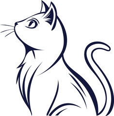 Obraz premium Minimalist Cat Silhouette in Elegant