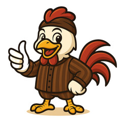 chicken mascot with traditional java 