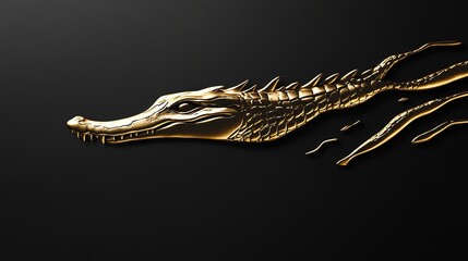Golden crocodile design on a black background, elegant and striking.