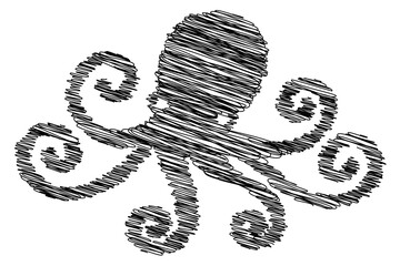Octopus Drawing Tattoo in Cute Cartoon Line Art with Simple Silhouette and Hand-Drawn Outline © aimthy stock