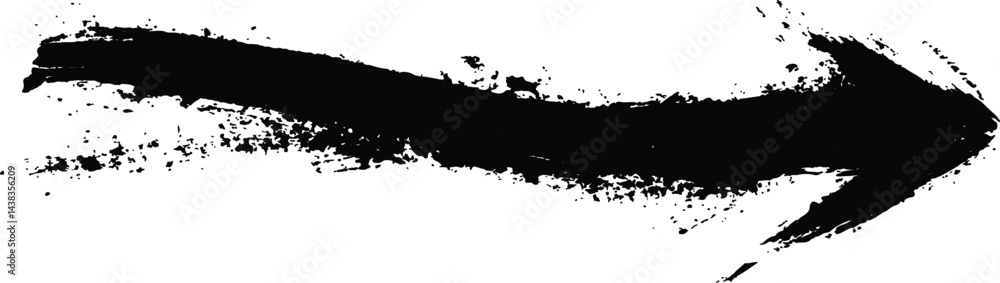 Poster A bold black arrow created with brush strokes 
transparent white background. Black arrow marker isolated with a hand-drawn effect on a white background. Arrow marker isolated mark hand draw
