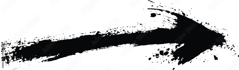Poster A bold black arrow created with brush strokes 
transparent white background. Black arrow marker isolated with a hand-drawn effect on a white background. Arrow marker isolated mark hand draw
