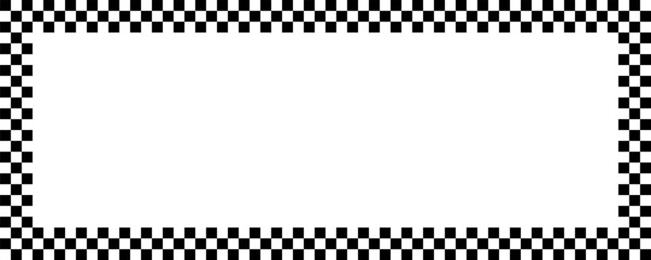 Black and white checkerboard frame isolated. Checkered pattern. Banner seamless chessboard, checkerboard texture. Wide checker background. Square checker texture