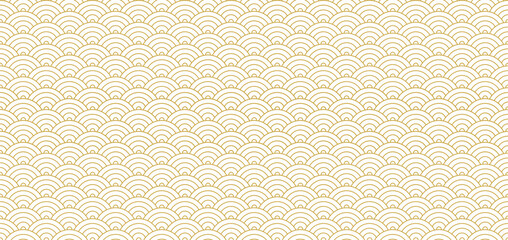 Chinese traditional oriental ornament background, golden clouds pattern seamless, elegant and festive repeat texture, Chinese decor banner - vector