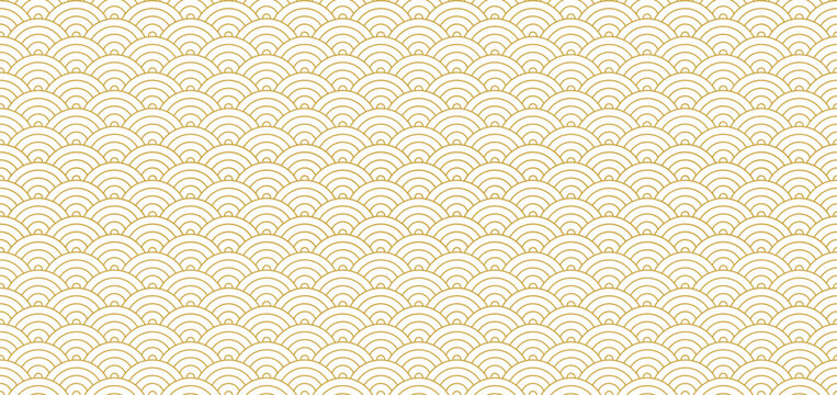 Chinese traditional oriental ornament background, golden clouds pattern seamless, elegant and festive repeat texture, Chinese decor banner - vector