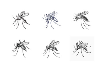 Aedes aegypti (Yellow fever mosquito), silhouette vector illustration
