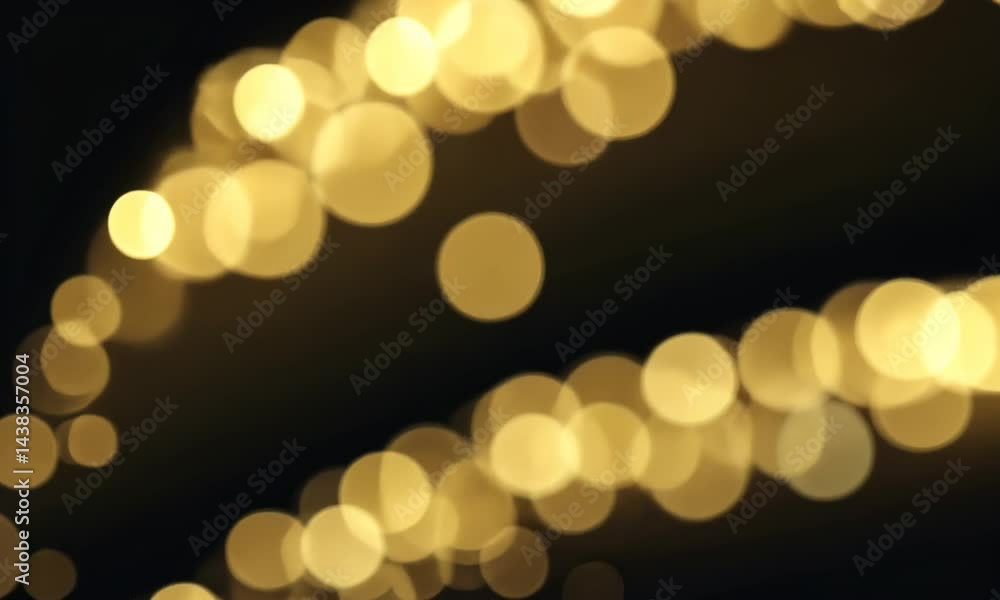Poster gold bokeh lights bubbles moving from bottom to top. abstract background