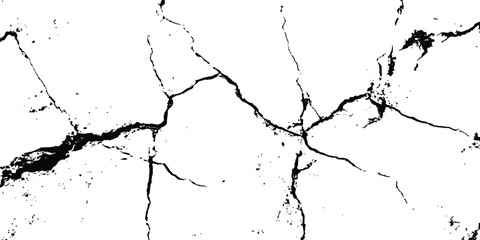 Black and white cracks illustration transparent white background. Black cracks on a white background. Cracks texture for design. Abstract illustration texture of cracks, chips