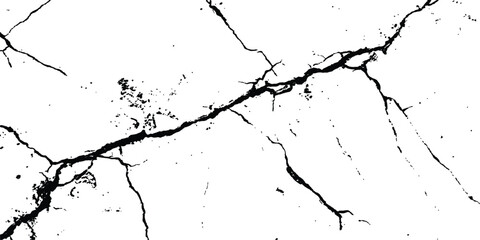 Black and white cracks illustration transparent white background. Black cracks on a white background. Cracks texture for design. Abstract illustration texture of cracks, chips