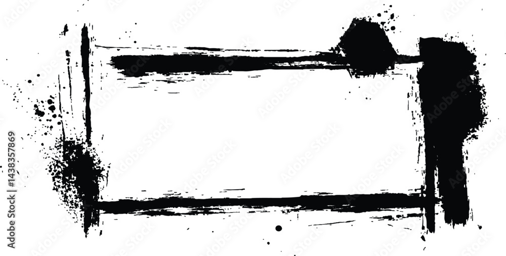 Poster vector black square grunge frame on a transparent background.