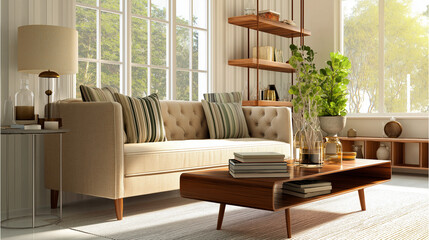 Cozy living room with natural light and decor.