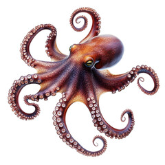 Colorful Octopus Swimming in Ocean Waters with Intricate Patterns and Gentle Movements on transparent background © Mokimul