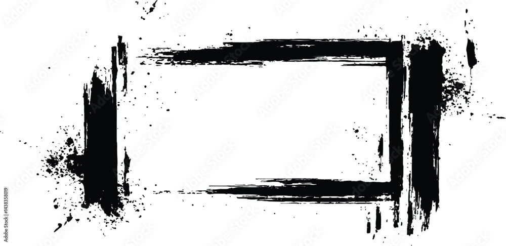 Poster vector black square grunge frame on a transparent background.