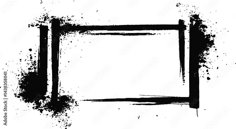 Poster vector black square grunge frame on a transparent background.