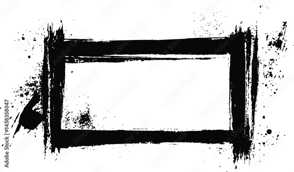 Poster vector black square grunge frame on a transparent background.