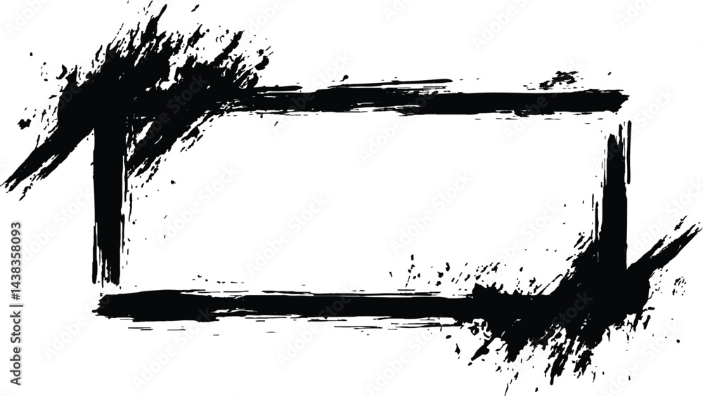 Poster Vector black square grunge frame on a transparent background. 