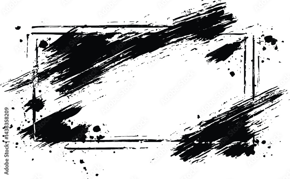 Poster vector black square grunge frame on a transparent background.