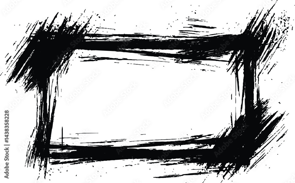 Poster vector black square grunge frame on a transparent background.