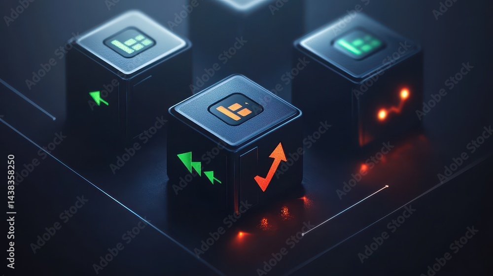 Poster close-up view of glowing cubic data blocks.