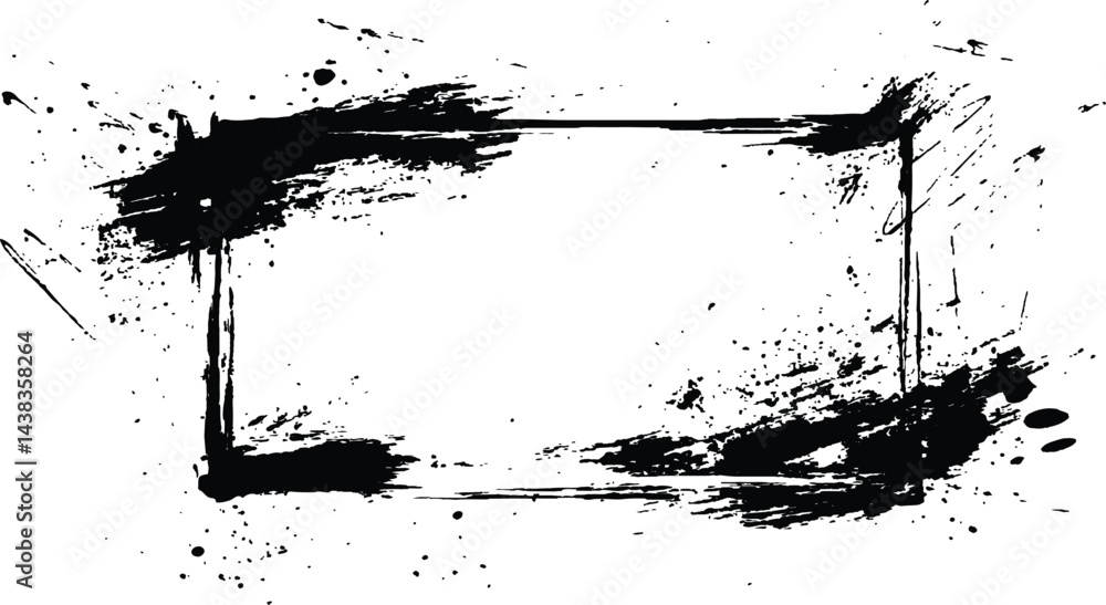 Poster vector black square grunge frame on a transparent background.