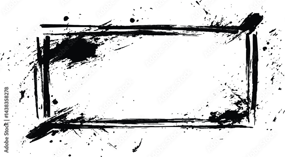 Poster vector black square grunge frame on a transparent background.