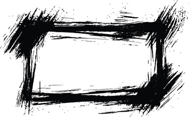 Vector black square grunge frame on a transparent background. 