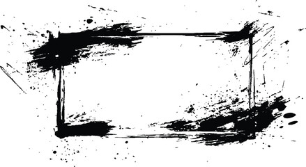 Vector black square grunge frame on a transparent background. 