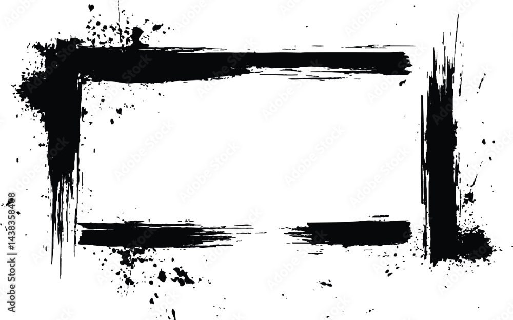 Poster vector black square grunge frame on a transparent background.