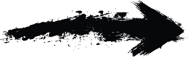 A bold black arrow created with brush strokes 
transparent white background. Black arrow marker isolated with a hand-drawn effect on a white background. Arrow marker isolated mark hand draw
