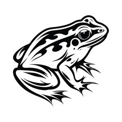 Stylized Frog Black and White Design of Amphibian Silhouette Art