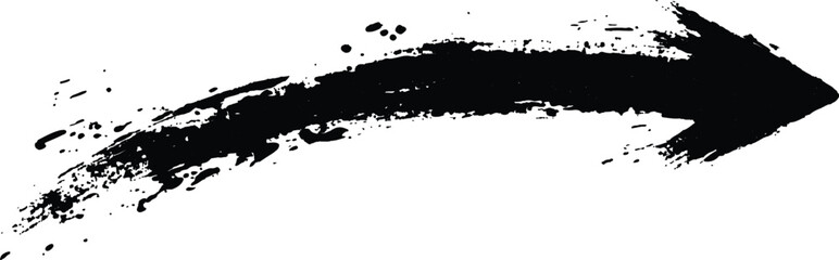 A bold black arrow created with brush strokes 
transparent white background. Black arrow marker isolated with a hand-drawn effect on a white background. Arrow marker isolated mark hand draw
