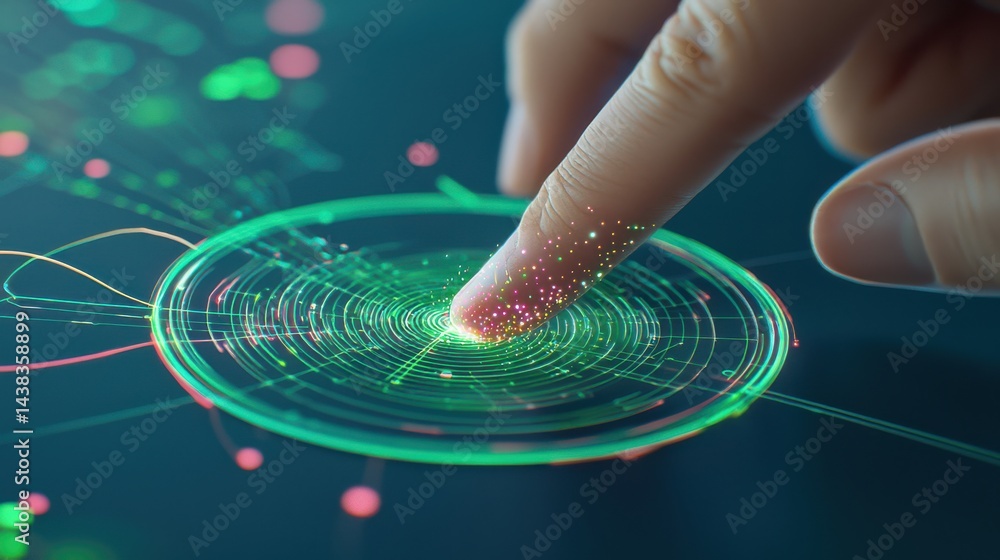 Aufkleber digital interaction showcase futuristic lab graphic design urban environment close-up view hyperreal