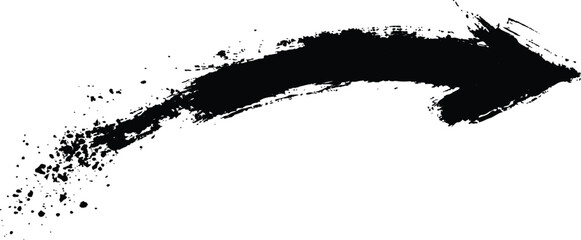 A bold black arrow created with brush strokes 
transparent white background. Black arrow marker isolated with a hand-drawn effect on a white background. Arrow marker isolated mark hand draw
