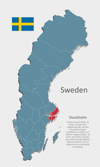 Vector map Sweden - city Stockholm
