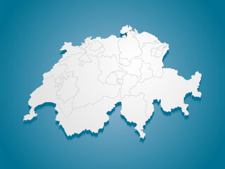 Vector map country Switzerland divided on regions