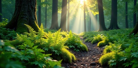 Sundappled Forest Floor Shafts Light