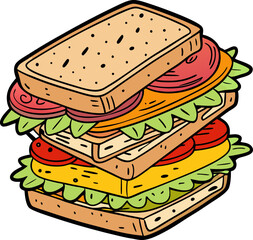 sandwich with ham and vegetables