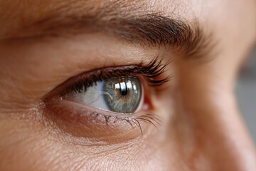 Obraz premium This close-up image perfectly illustrates the depth and vibrancy of a human eye, capturing intricate details and colors that reflect a rich inner world and emotions.