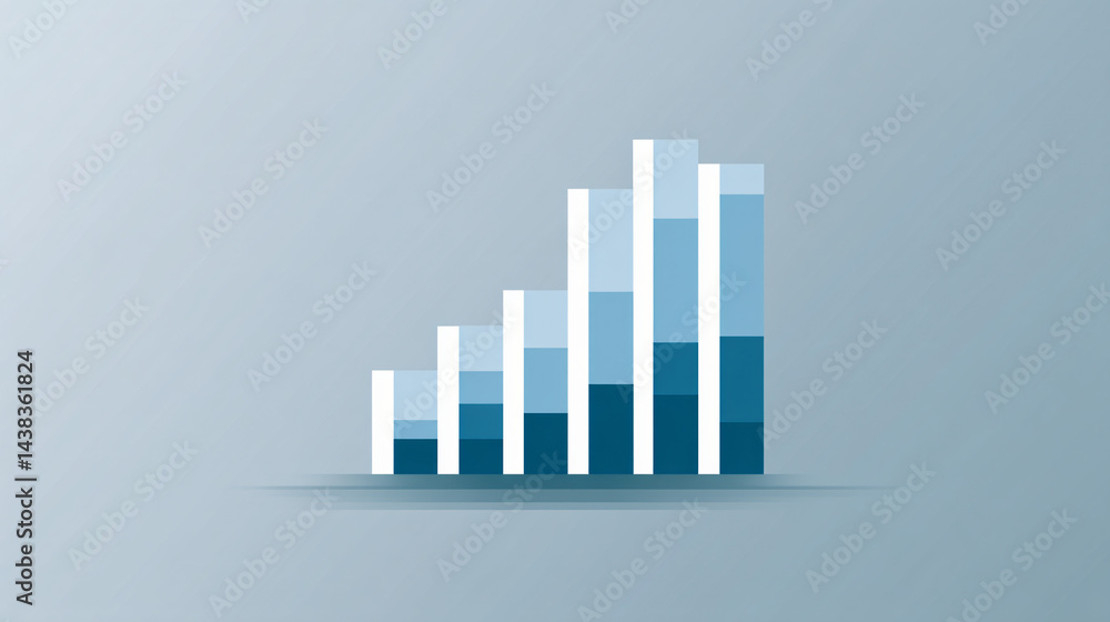 Aufkleber simple bar graph in soft blue and white on neutral base - infographic element