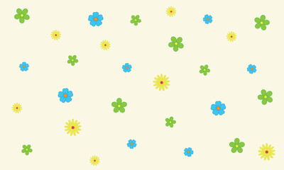 A colorful vector background full of blooming flowers creates a cheerful, vibrant atmosphere, perfect for spring themed posters, cards, and social media.