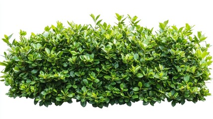 Obraz premium Cluster of lush garden bushes with layered leaves and soft textures on a white background.