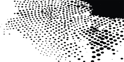 Vector graphic design of a pattern in black and white colors with dots. Abstract black and white halftone dot pattern texture background. Grunge black and white distress. Dot texture background. 