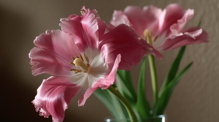 Fototapeta premium Pink tulips close-up
