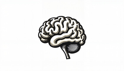 Chalk sketch of a brain on white background, academic symbolism