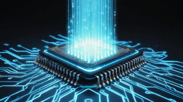 Cybernetic Core: Data Stream Surge into Microchip Processor