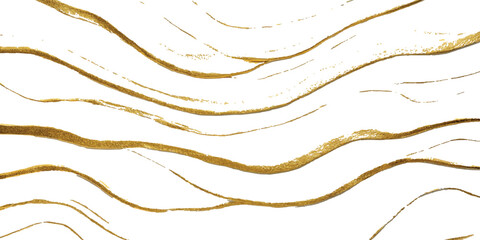Gold line on white background. Abstract gold wave flowing on white background. Gold wave design isolated on white background.